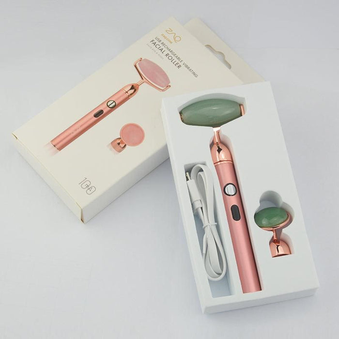 ZAQ Skin & Body - ZAQ Skin & Body -  Sana Jade USB Rechargeable Vibrating Changeable Face Rollers - 3 Speed