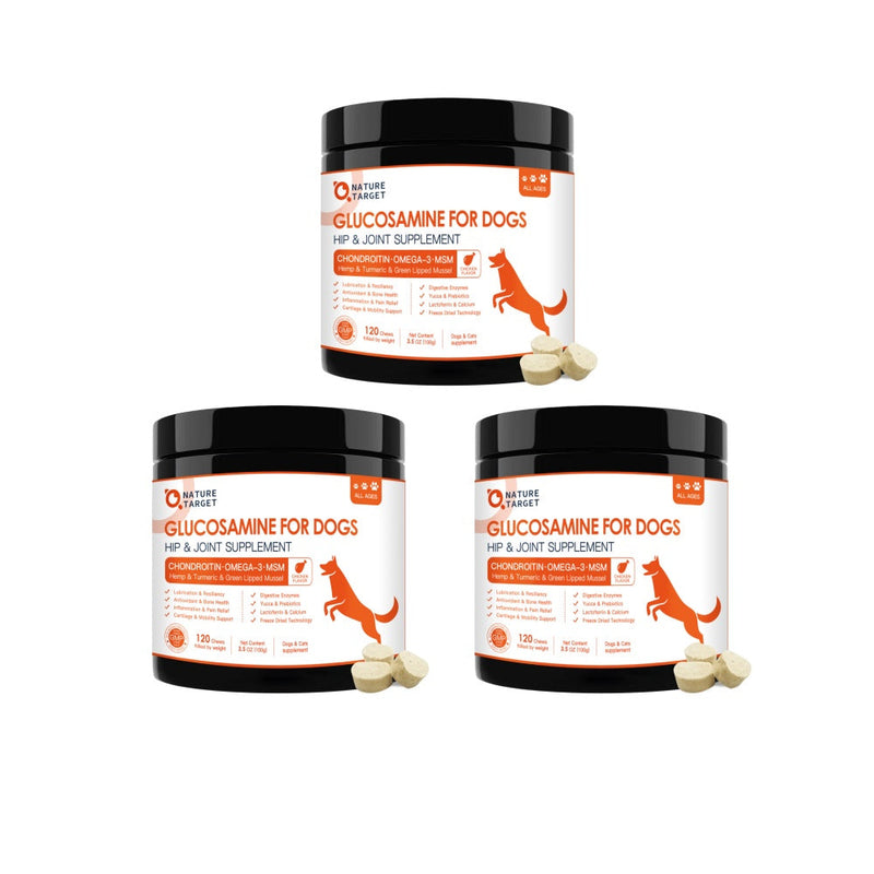 Nature Target Dog & Cat Glucosamine Chews, 120 Chews Pet Vitamins Supplements
