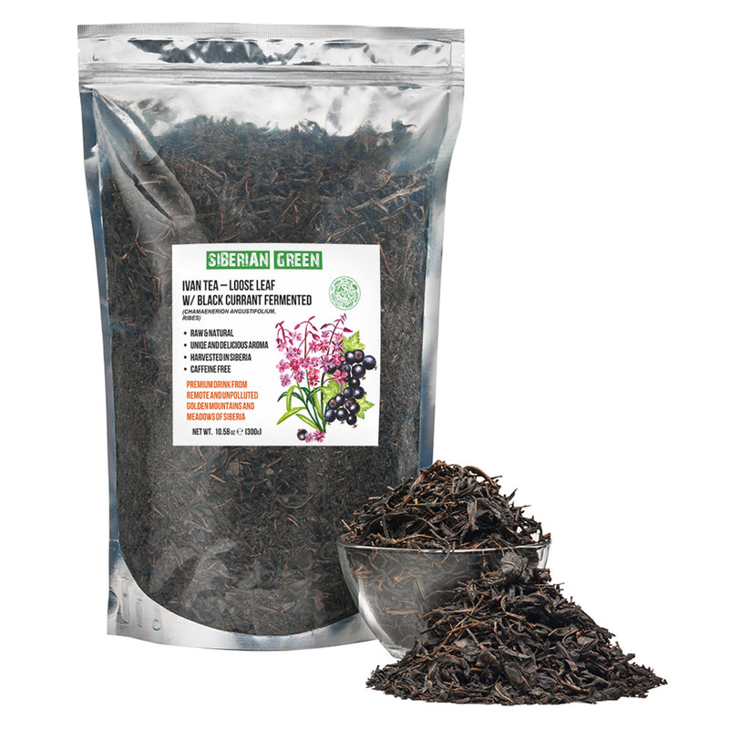 SiberianGreen.com Siberian Green Fermented Ivan Tea with Black Currant Leaves – 300g Tea & Infusions