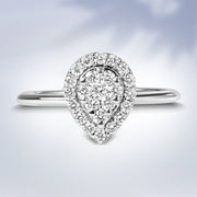 Bids.com 10K White Gold 3/8 Cttw Round-Cut Lab Grown Diamond Cluster Pear Promise Ring (G-H Color, VS2-SI1 Clarity) - Size 7 Rings