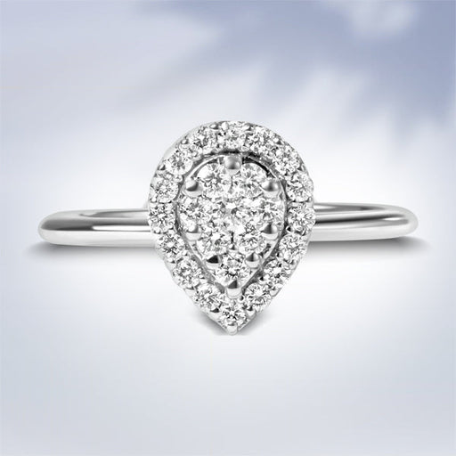 Bids.com 10K White Gold 3/8 Cttw Round-Cut Lab Grown Diamond Cluster Pear Promise Ring (G-H Color, VS2-SI1 Clarity) - Size 7 Rings