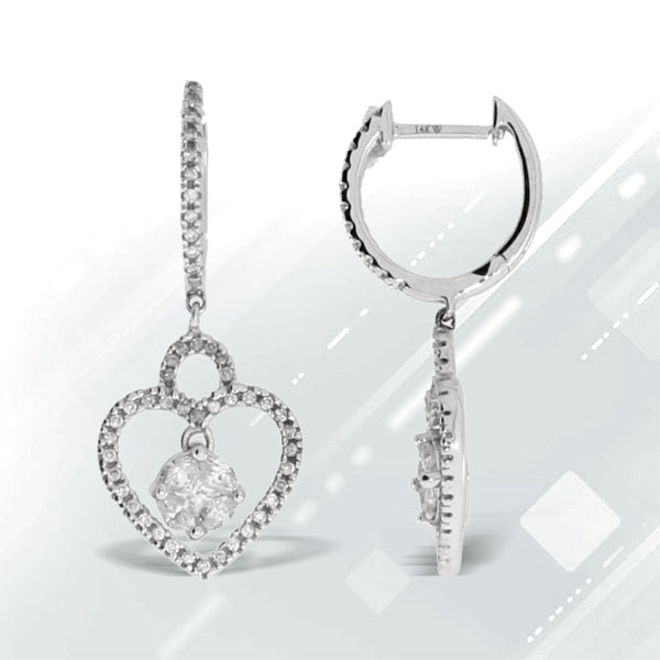 Bids.com .50ct Diamond Dangle Earrings 14KT White Gold Earrings