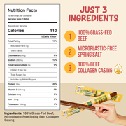 Grazly Plain Beef Meat Sticks - 100% Grass-Fed & Finished