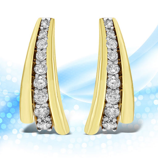 Bids.com 10K Yellow Gold Plated .925 Sterling Silver 1.00 Cttw Round Diamond Graduated Huggie Stud Earrings (I-J Color, I2-I3 Clarity) Earrings