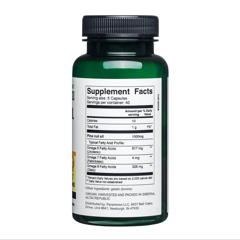 SiberianGreen.com Siberian Green Pine Nut Oil Capsules – 200 Softgels Cooking Oils