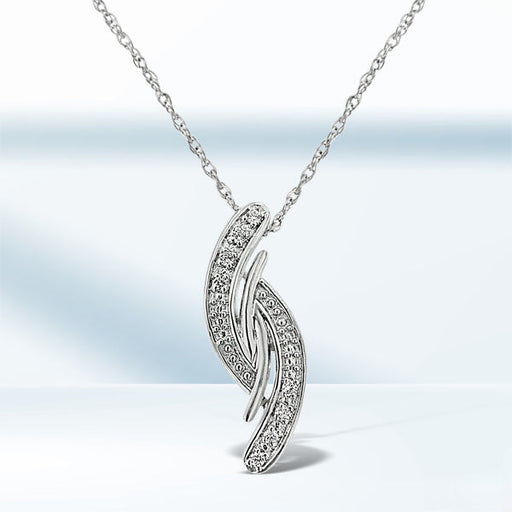 Bids.com .925 Sterling Silver Diamond Accent Bypass Curve 18" Pendant Necklace (I-J Color, I3 Clarity) Necklaces