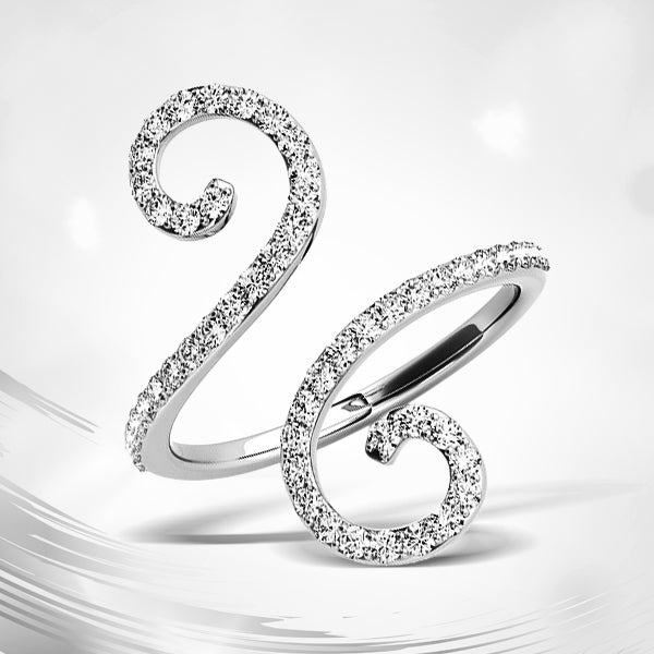 Bids.com 14k White Gold Diamond Open Flourish Style Ring (1/2 cttw) Rings