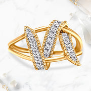 Bids.com 14K Yellow Gold Plated .925 Sterling Silver 1/4 Cttw Diamond Interlocking Bypass Ring (I-J Color, I1-I2 Clarity) - Size 7 Rings