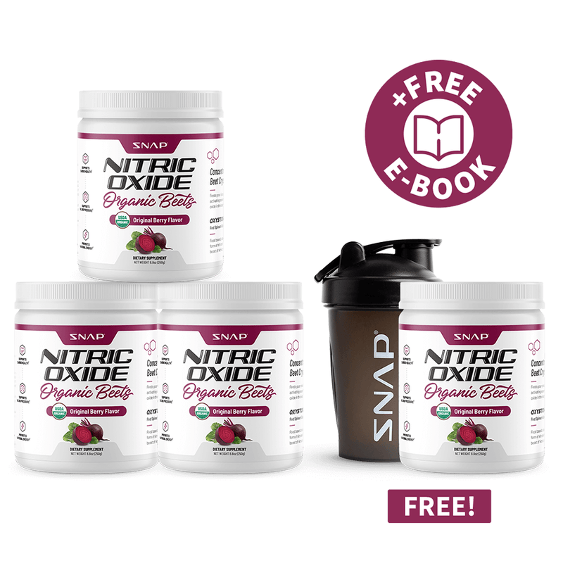 Snap Supplements 3 NO2 Beets + 1 Free Container + Free Shaker + Free E-Book