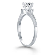 Bids.com 14k White Gold Bypass Swirl Diamond Halo Engagement Ring Rings