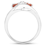 Bids.com 1.68 Carat Genuine Orange Sapphire .925 Sterling Silver Ring Rings
