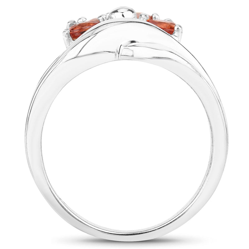 Bids.com 1.68 Carat Genuine Orange Sapphire .925 Sterling Silver Ring Rings