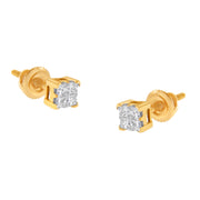 Bids.com 10KT Yellow Gold Princess Diamond Stud Earring (1/4 cttw, J-K Color, I1-I2 Clarity) Earrings