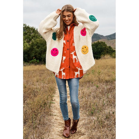 The Fuzzy Smile Long Bell Sleeve Knit Cardigan