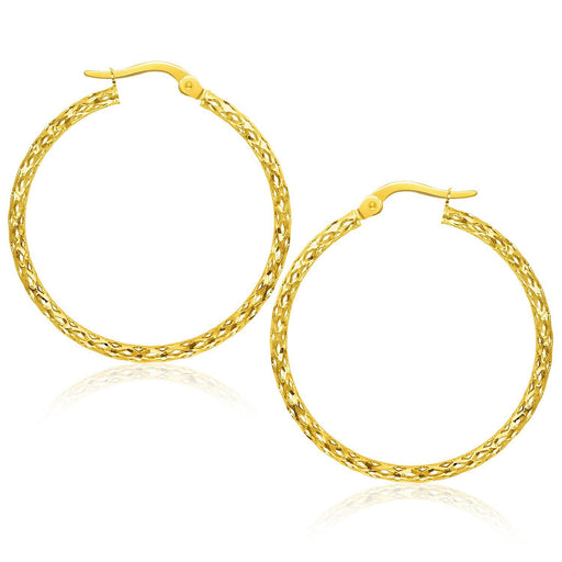 Bids.com Large Textured Hoop Earrings in 10k Yellow Gold Earrings