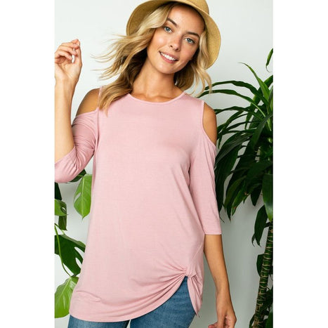 SOLID COLD SHOULDER TOP