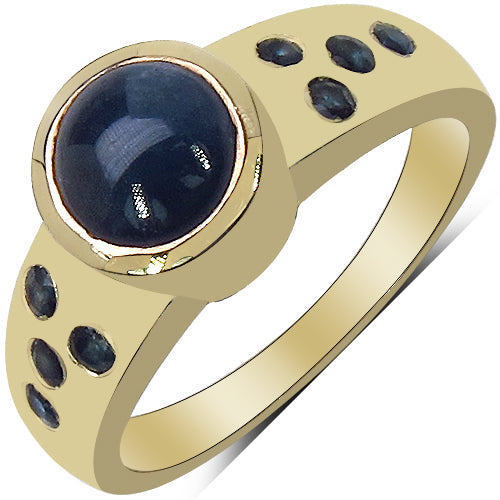 Bids.com 14K Yellow Gold Plated 1.87 Carat Genuine Blue Sapphire & White Diamond .925 Sterling Silver Ring Rings