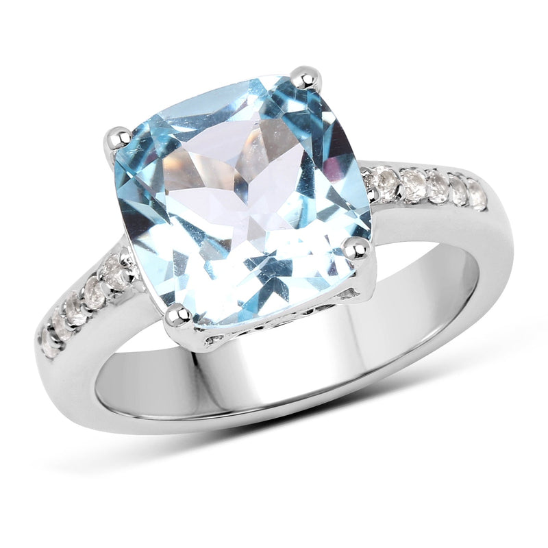 Bids.com 4.62 Carat Genuine Blue Topaz and White Topaz .925 Sterling Silver Ring Rings
