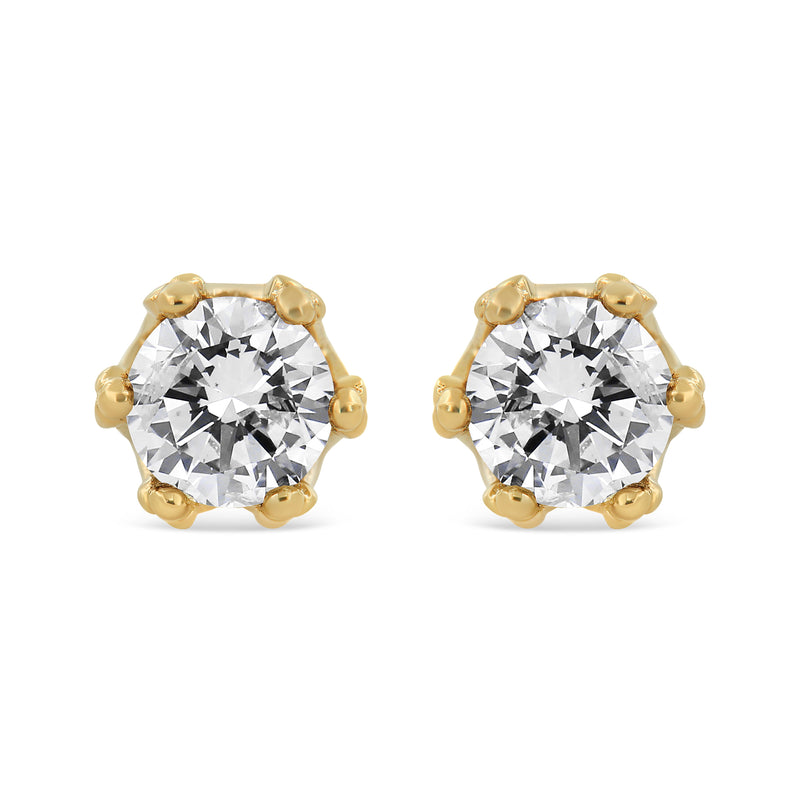 Bids.com 14K White Gold 1/2 Cttw Round Diamond Crown Stud Earring (I-J Color, I1-I2 Clarity) Earrings