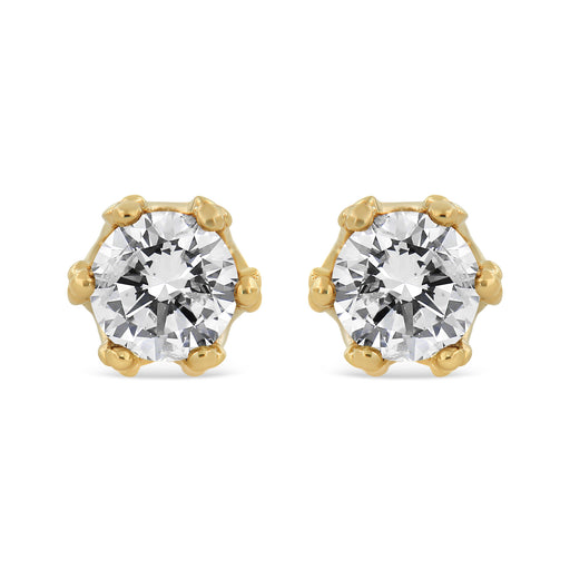 Bids.com 14K White Gold 1/2 Cttw Round Diamond Crown Stud Earring (I-J Color, I1-I2 Clarity) Earrings