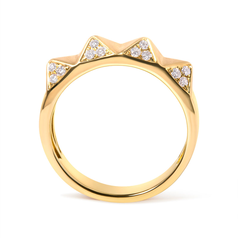 Bids.com 14K Yellow Gold 1/4 Cttw White Diamond Pyramid Band Ring (G-H Color, SI1-SI2 Clarity)- Size 7 Rings