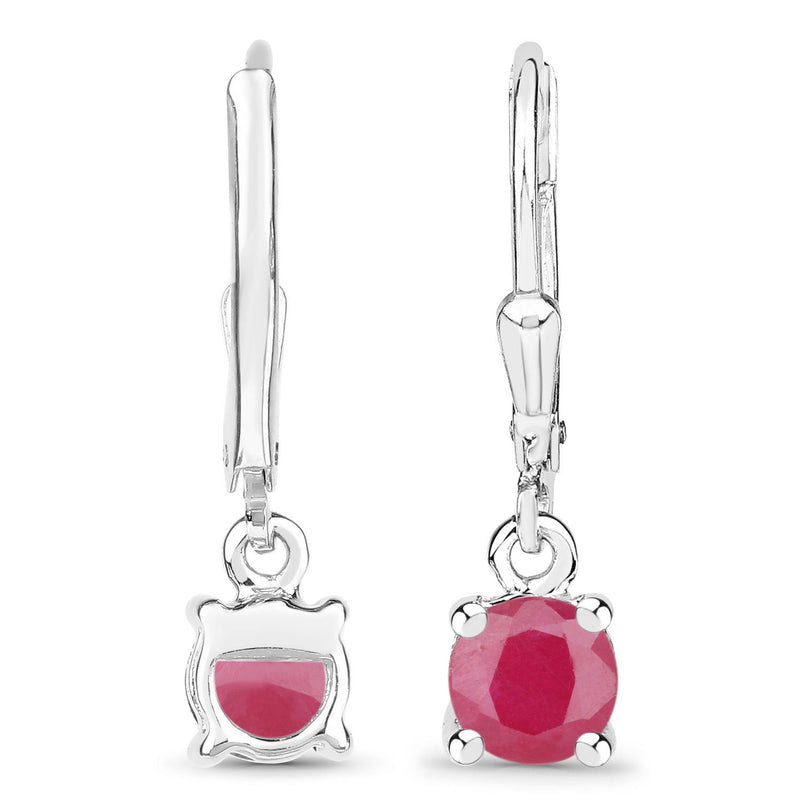 Bids.com 1.20 Carat Genuine Ruby .925 Sterling Silver Earrings Earrings
