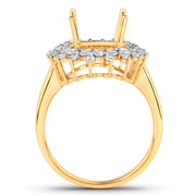 Bids.com 0.79 Carat Genuine White Diamond 14K Yellow Gold Semi Mount Ring - holds 11x9mm Oval Gemstone Rings