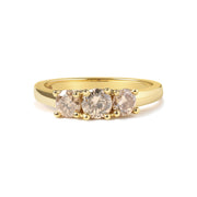 Bids.com 10K Yellow Gold 1.00 Cttw Champagne Diamond 3-Stone Band Ring (J-K Color, I1-I2 Clarity)  - Size 7 Rings