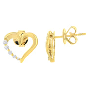 Bids.com 14K Yellow Gold 1/8 Cttw Diamond Journey Heart Hoop Earrings (K-L Color, I1-I2 Clarity) Earrings