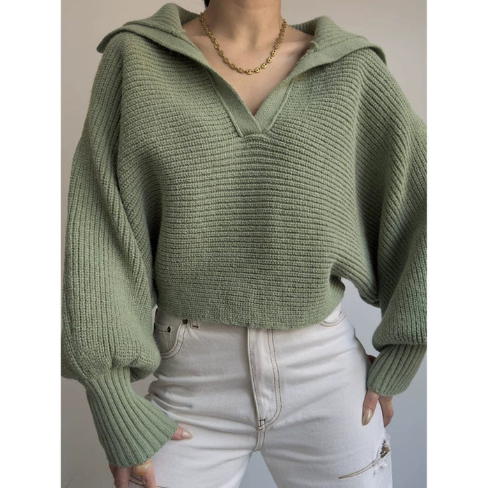 Johnny Collar Long Sleeve Sweater