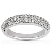 Bids.com 14k White Gold Triple Multi-Row Micro- Pave Diamond Wedding Ring Band Rings
