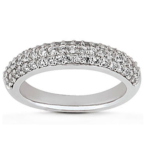 Bids.com 14k White Gold Triple Multi-Row Micro- Pave Diamond Wedding Ring Band Rings