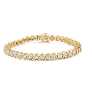 Bids.com 10K Yellow Gold 3 cttw Round-Cut Diamond Spiral Link 7.50" Bracelet (I-J Color, I1-I2 Clarity) Bracelets