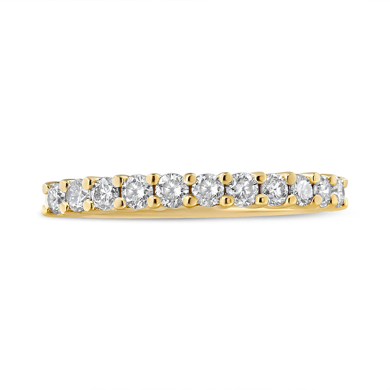Bids.com IGI Certified 1/2 Cttw Diamond 10K Yellow Gold Prong Set Fluted Band Style Wedding Ring (J-K Color, I1-I2 Clarity) - Size 7 Rings