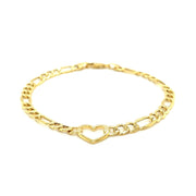 Bids.com 14k Yellow Gold 7 inch Figaro Chain Bracelet with Heart Bracelets