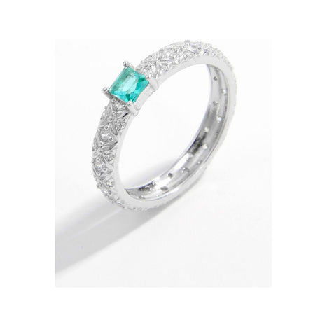 Platinum-plated 925 Sterling Silver Square Zircon Ring