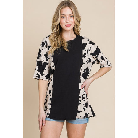 BomBom  Rodeo Love Ribbed Animal Contrast Tee