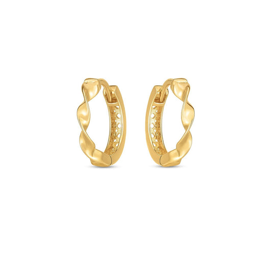 Bids.com 14k Yellow Gold Twist Huggie Hoops Earrings White Smoke Yellow Gold
