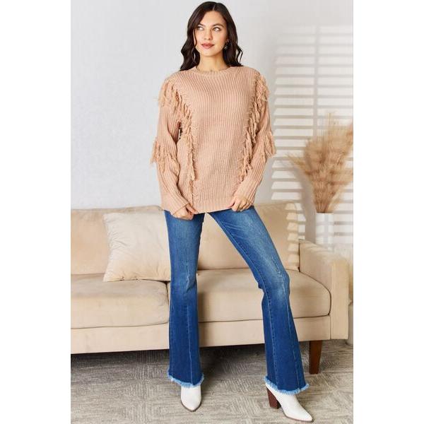 And The Why Tassel Detail Long Sleeve Sweater