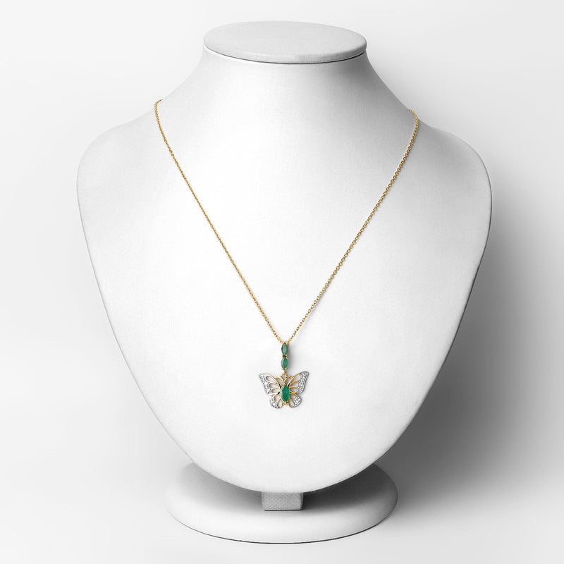Bids.com 0.72 Carat Genuine Emerald and White Zircon .925 Sterling Silver Pendant Pendants
