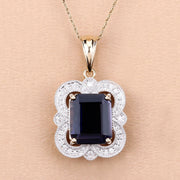Bids.com 4.07 Carat Genuine Iolite and White Diamond 14K Yellow Gold Pendant Pendants
