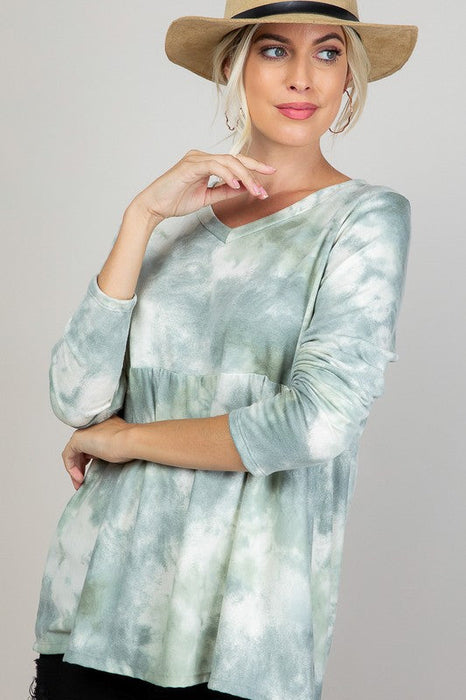 Plus Cloud Tie Dye Babydoll Top