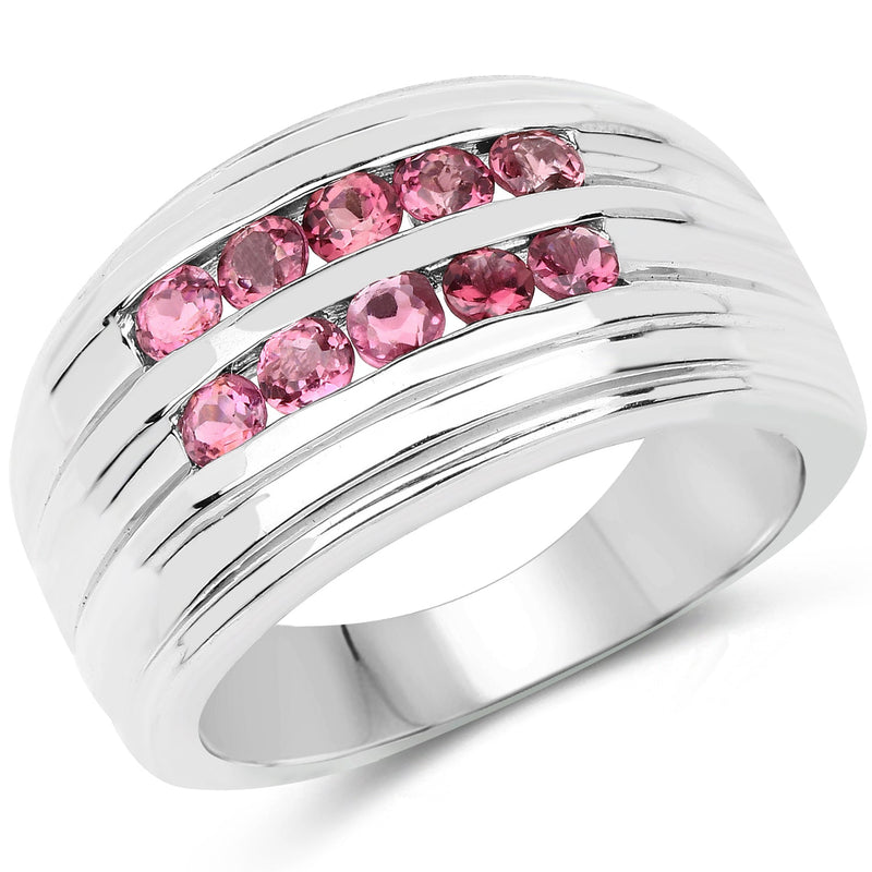 Bids.com 1.00 Carat Genuine Pink Tourmaline .925 Sterling Silver Ring Rings