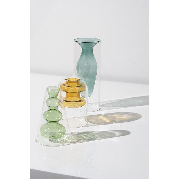 Double Layer Transparent Glass Vase 3 pcs/set