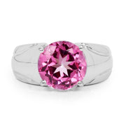 Bids.com 4.55 Carat Genuine Pink Topaz .925 Sterling Silver Ring Rings