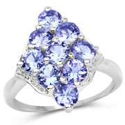 Bids.com 2.07 Carat Genuine Tanzanite .925 Sterling Silver Ring Rings