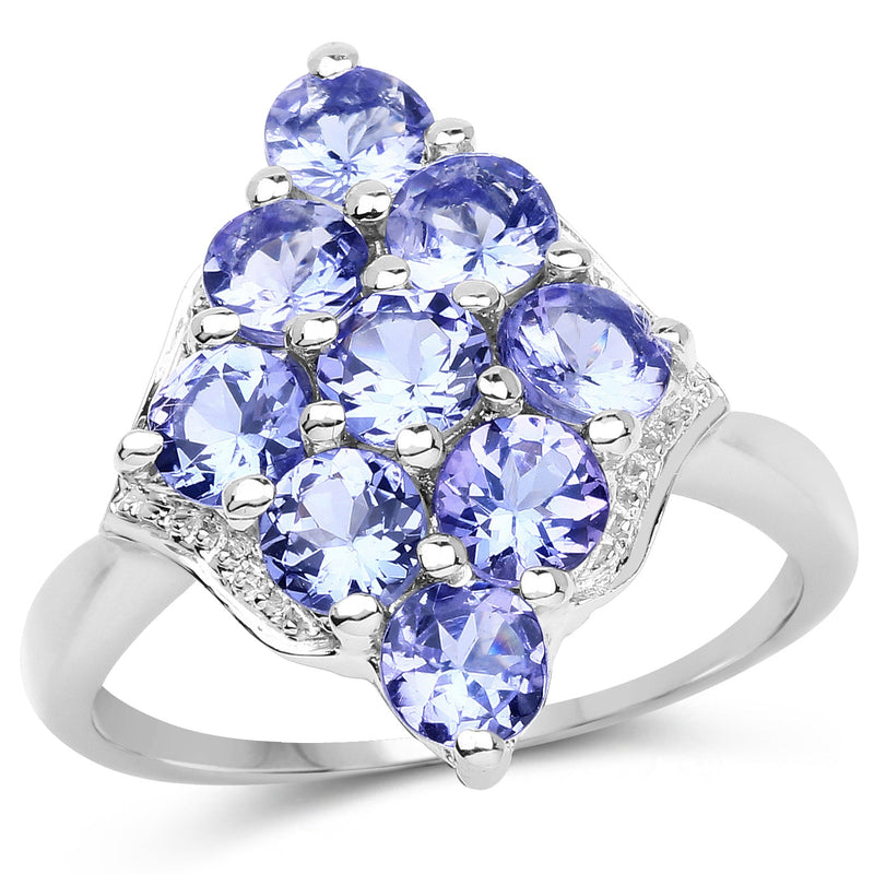 Bids.com 2.07 Carat Genuine Tanzanite .925 Sterling Silver Ring Rings
