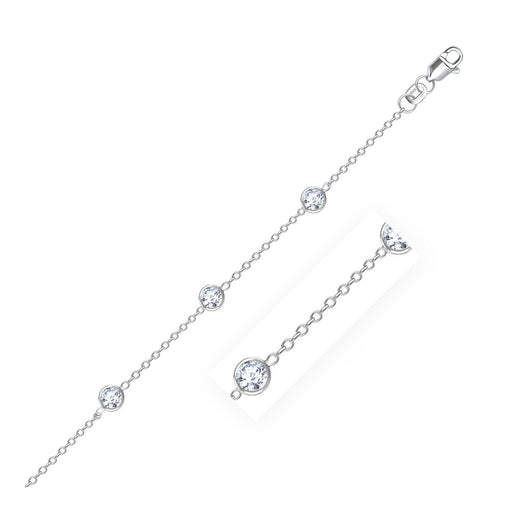 Bids.com 14k White Gold Anklet with Round White Cubic Zirconia Accessories