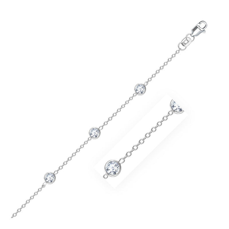 Bids.com 14k White Gold Anklet with Round White Cubic Zirconia Accessories