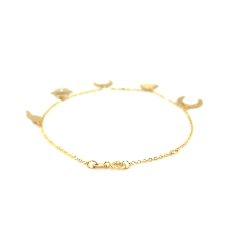 Bids.com 14k Yellow Gold 7 inch Bracelet with Polished Charms Bracelets
